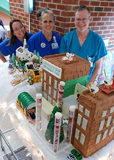 Gingerbread house display.