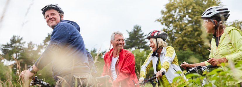 four seniors riding their bicylces