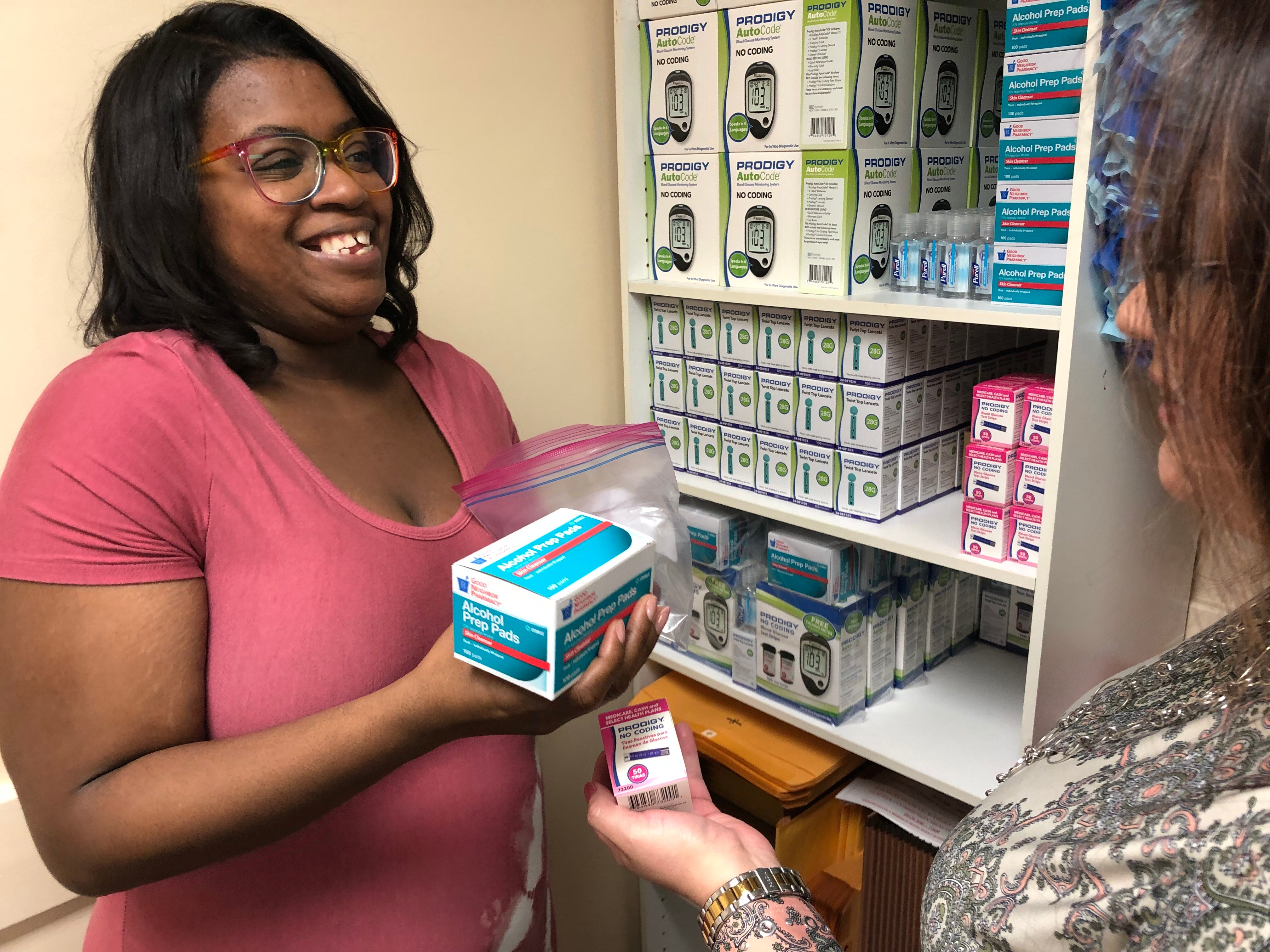 Woman receives diabetes supplies through the Project Access program.